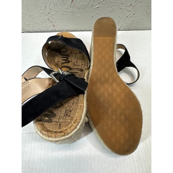 Sam Edelman Maura Black Suede Espadrille Wedge Shoes Women's Size 10M - Picture 4 of 4